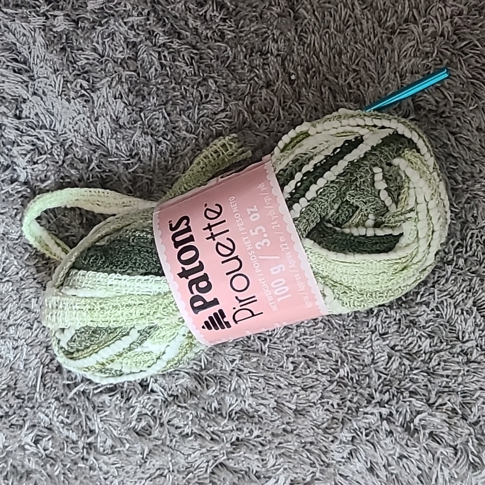 Paton Pirouette spring green yarn skein